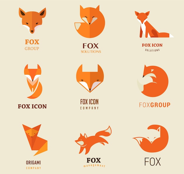 Ilustraciones y elementos de los iconos de zorro