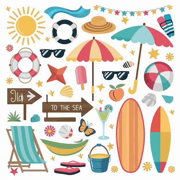 ilustraciones de elementos de verano