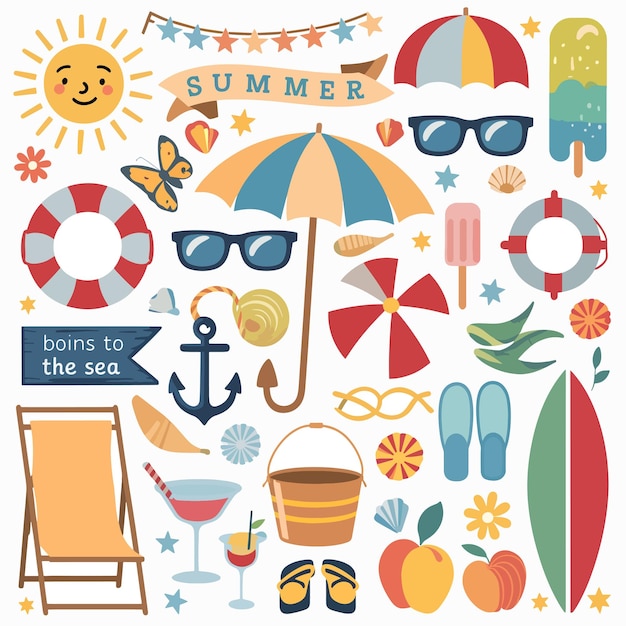 ilustraciones de elementos de verano
