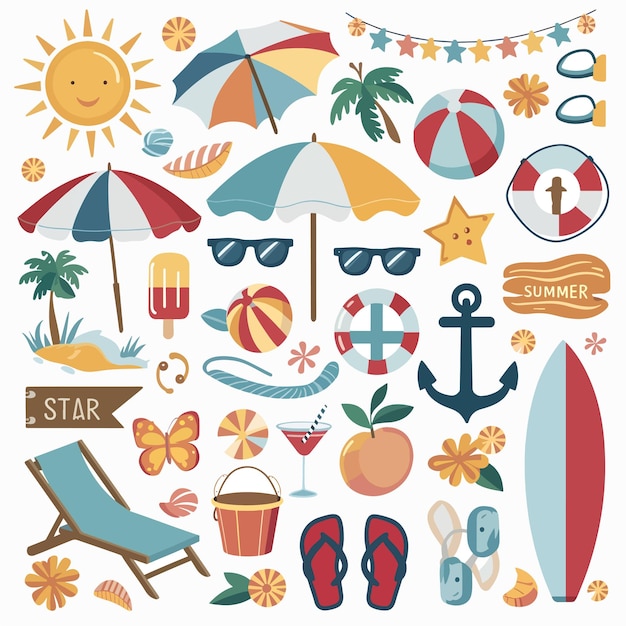 ilustraciones de elementos de verano
