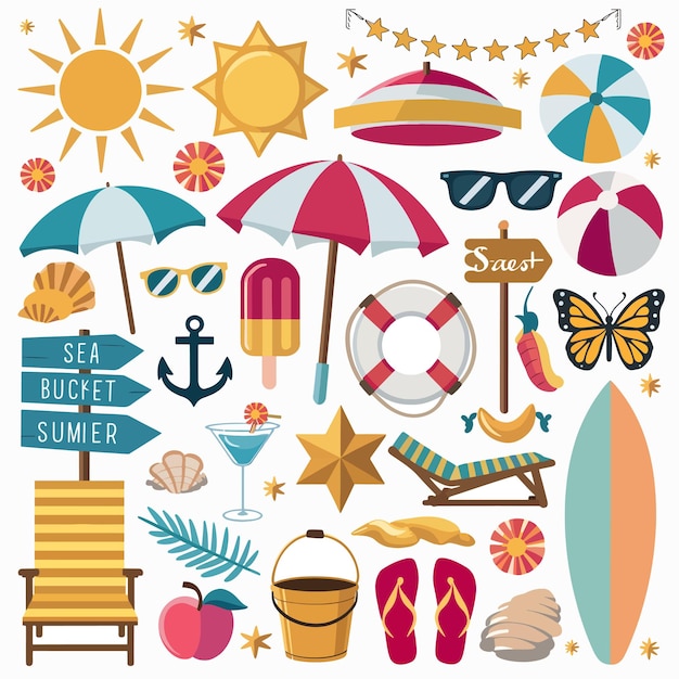 ilustraciones de elementos de verano