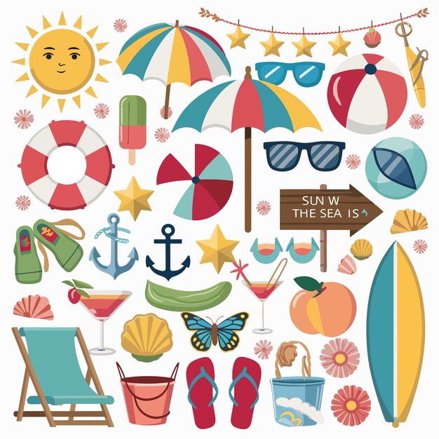 ilustraciones de elementos de verano