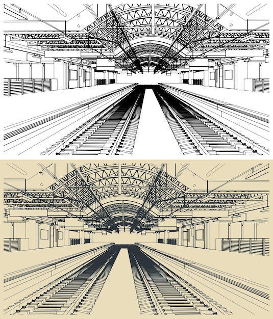 Ilustraciones de estaciones de tren