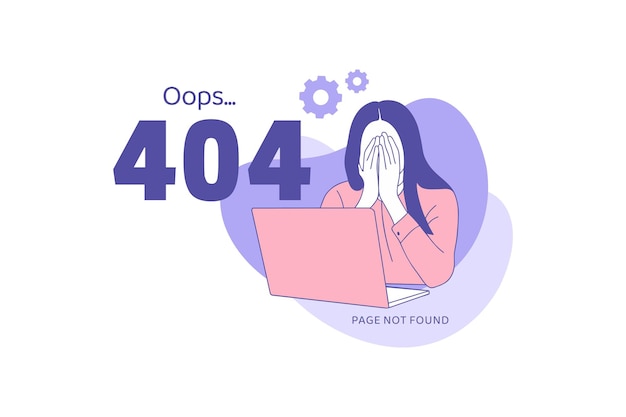 Vector ilustraciones de expresión negativa mujer de negocios enojada para el sitio web del concepto de diseño de error oops 404