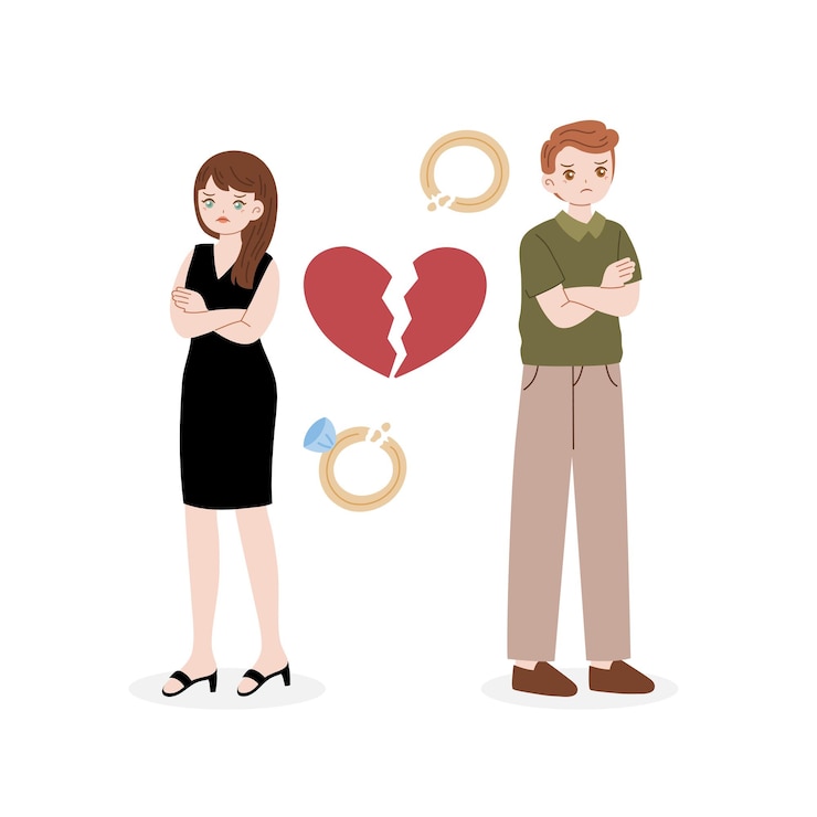 Vector ilustraciones de familia infeliz divorciada