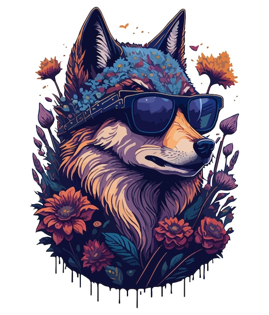 Ilustraciones florales de las camisetas de los animales