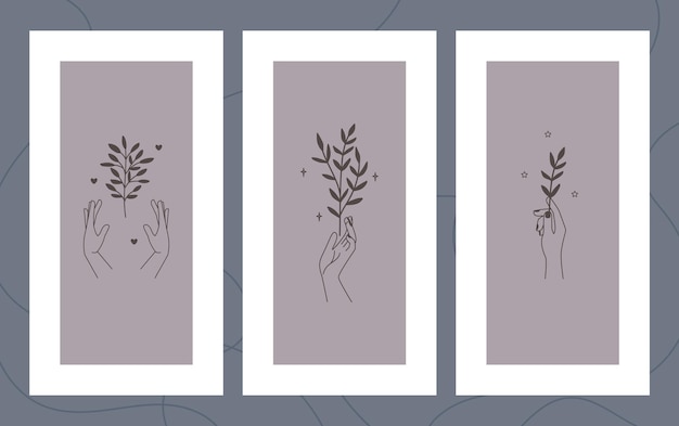 Ilustraciones florales dibujadas a mano en conjunto de marcos
