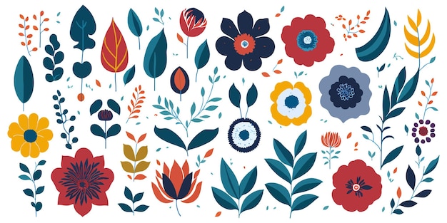 Ilustraciones de flores planas simples Arte minimalista para tarjetas de felicitación e invitaciones