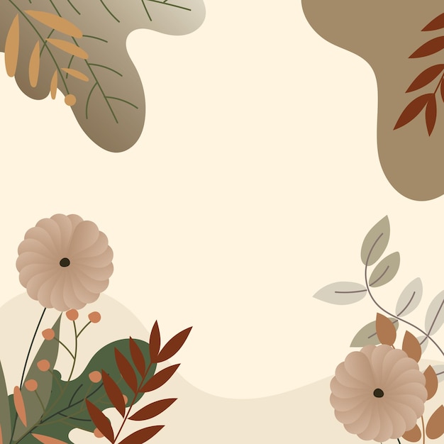 ilustraciones de flores y plantas con colores suaves y cálidos de tono de tierra