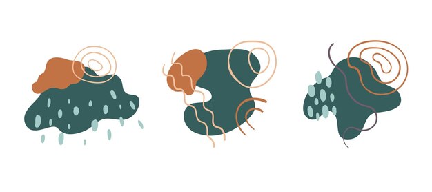 Ilustraciones de formas boho estéticas abstractas formas dibujadas a mano abstractas para decoración
