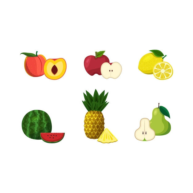 Ilustraciones de frutas en fondo transparente