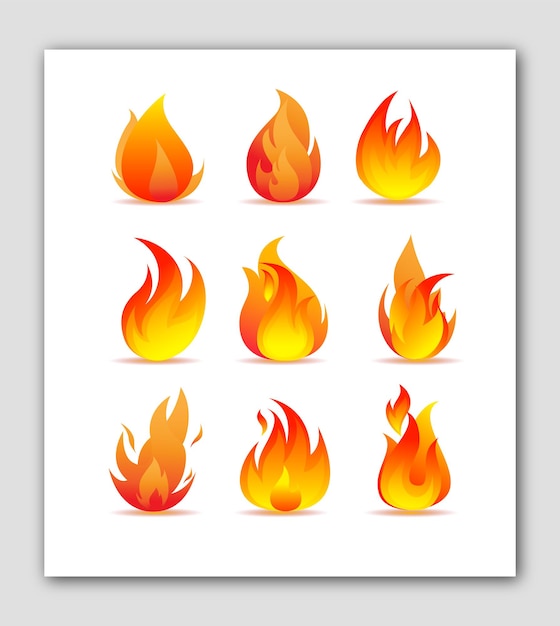 Vector ilustraciones de fuego de belleza ardiente