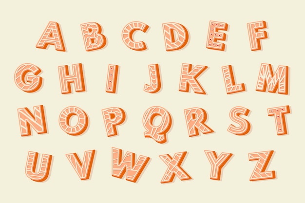 Ilustraciones de gingerbread christmas alphabet