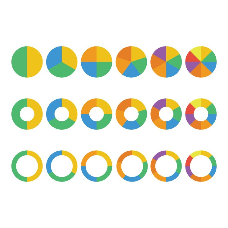 Vector ilustraciones de gráficos circulares y de anillos para negocios y finanzas