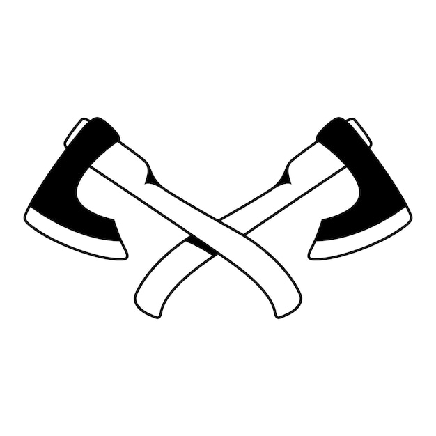 Ilustraciones de hachas de leñador cruzadas en estilo de grabado Elemento de diseño para el signo del emblema de la etiqueta del logotipo Ilustración vectorial