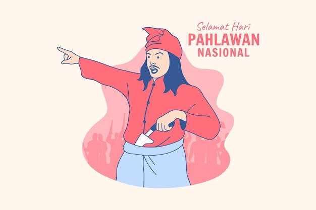 Vector ilustraciones héroes indonesios para el día de los héroes nacionales indonesios concepto de diseño hari pahlawan