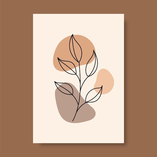 Ilustraciones de hojas con fondo abstracto Diseño de arte abstracto arte de pared mínimo y natural
