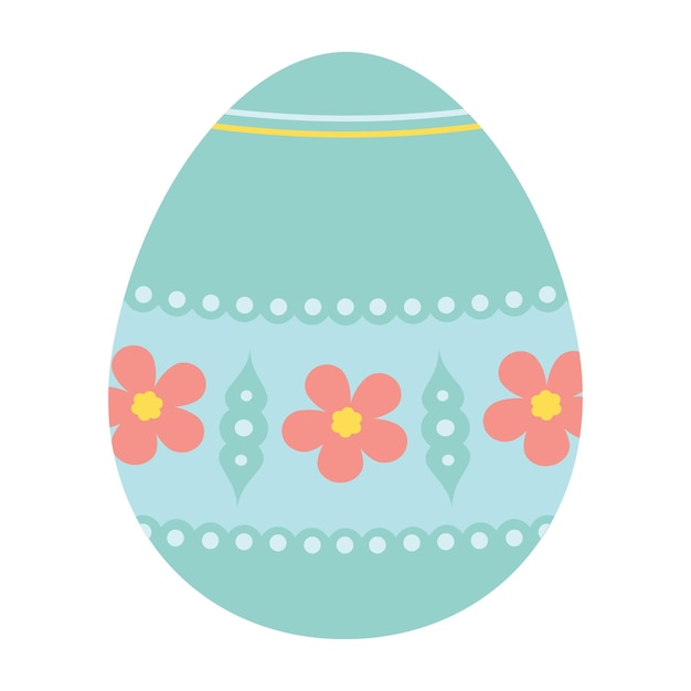 Ilustraciones de huevos de Pascua con corazones de conejos, flores y patrones