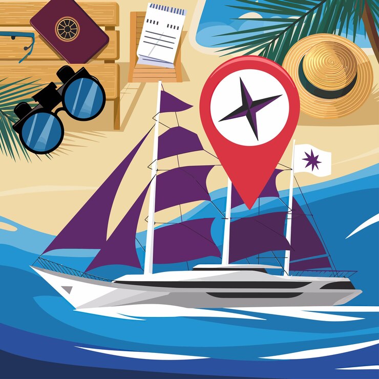 Vector ilustraciones icono vectorial viajes vacaciones artículos turísticos mapa cámara de vidrio mapa y otros