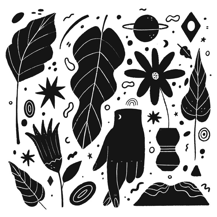 Ilustraciones incoloras en diseño plano