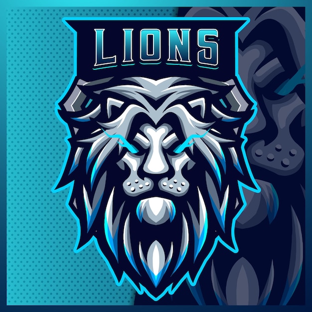 Ilustraciones de lion mascot esport logo design