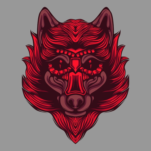 Ilustraciones de lobo de pelo rojo