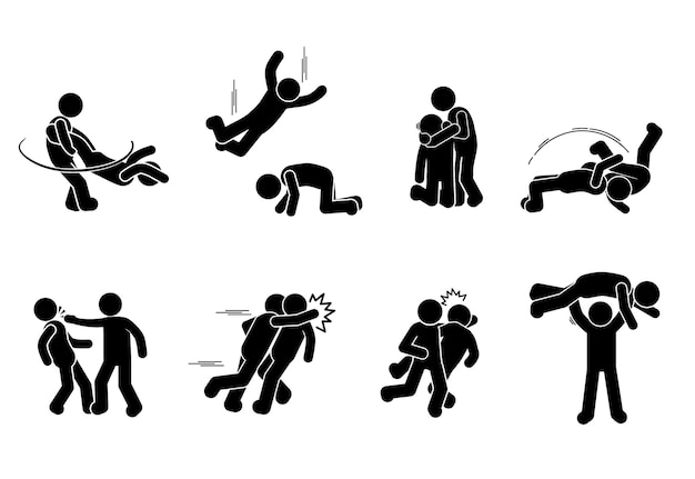 ilustraciones de lucha íconos de combate figuras de palo en BRAWL PILO PILO ATACO
