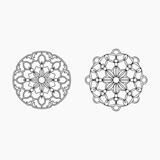 ilustraciones de mandalas florales minimalistas diseños vectoriales en blanco y negro