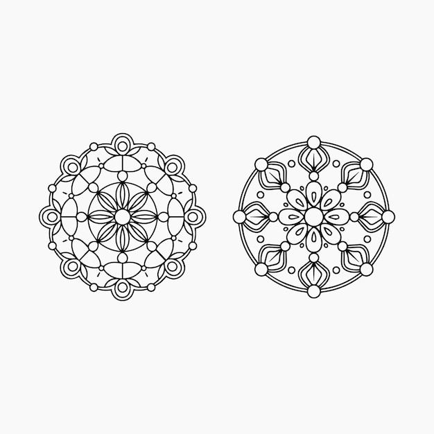 ilustraciones de mandalas florales minimalistas diseños vectoriales en blanco y negro