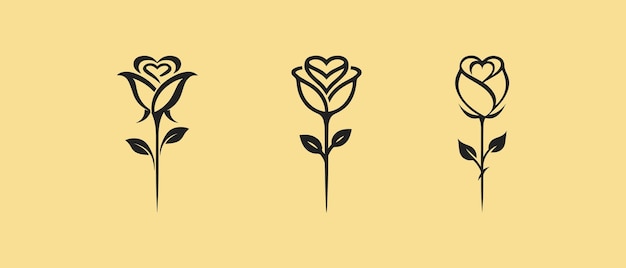 Ilustraciones minimalistas de la línea de rosas