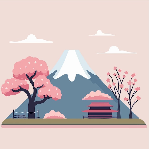 Ilustraciones del montaje vectorial de Fuji