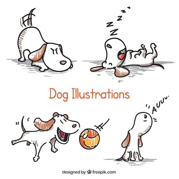 Vector ilustraciones de perro dibujadas a mano