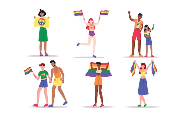 Ilustraciones de personajes de activistas lgbt