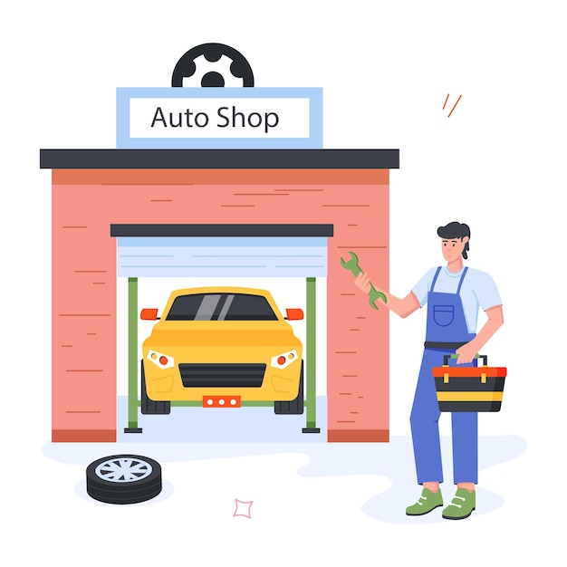 Ilustraciones de pisos de servicio de automóviles