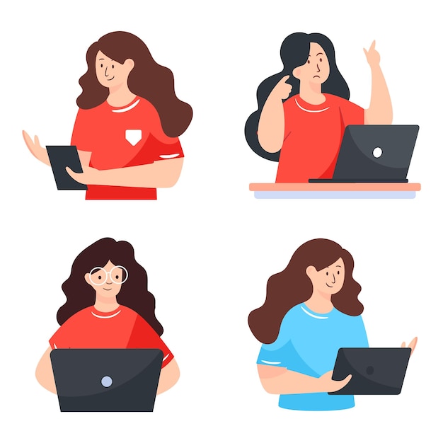 Vector ilustraciones planas de actividades femeninas