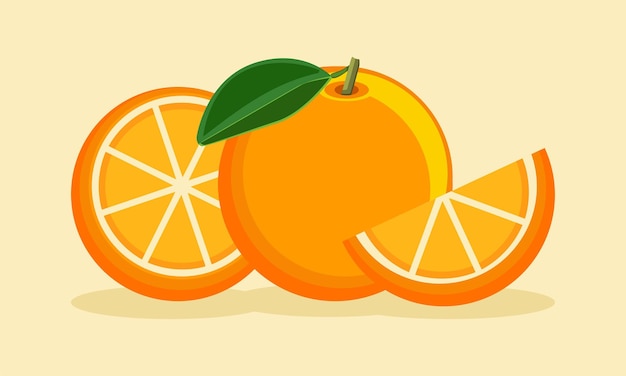 Vector ilustraciones planas de dibujos animados de frutas naranjas