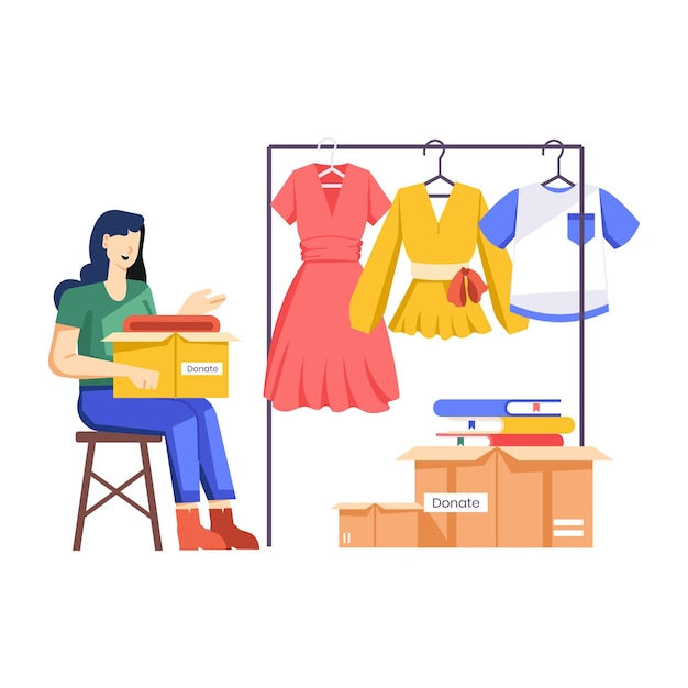 Ilustraciones planas de donaciones y caridad