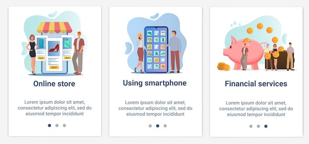 Ilustraciones planas modernas en forma de control deslizante para diseño web Un conjunto de interfaces UI y UX
