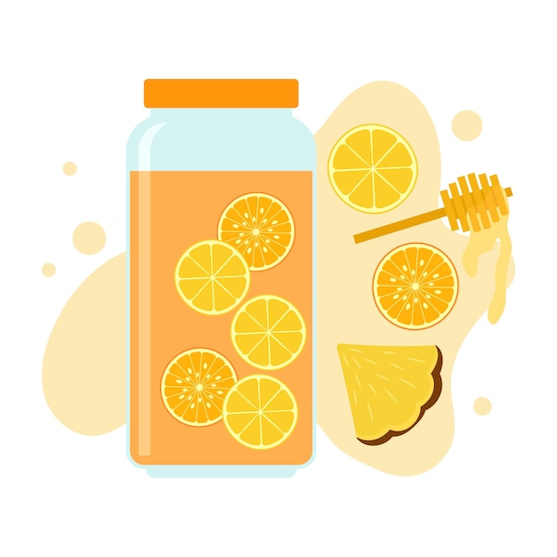 Ilustraciones planas recipientes de jugo de frutas y bebidas etiquetas coloridas bebidas frías y gaseosas de verano
