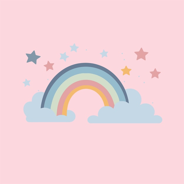 ilustraciones planas vectoriales arco iris bonito nube