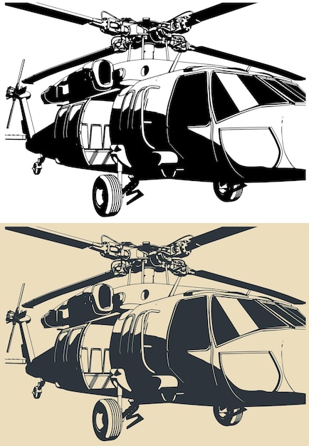 Ilustraciones de primer plano de un helicóptero
