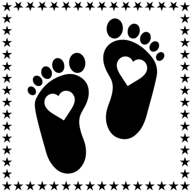 Ilustraciones de la silueta de la huella del pie del bebé icono de la silueta de la huella del pie