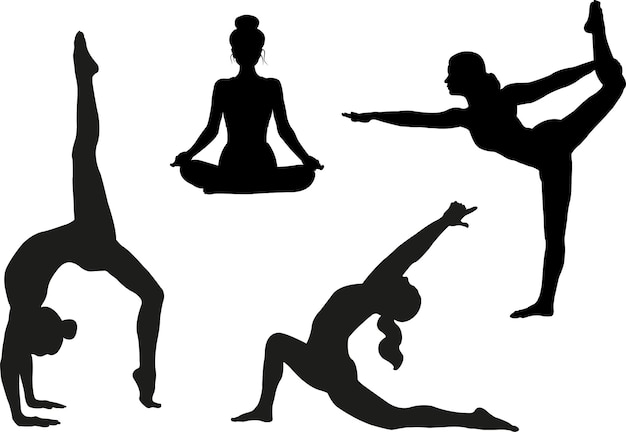 Ilustraciones de silueta de yoga
