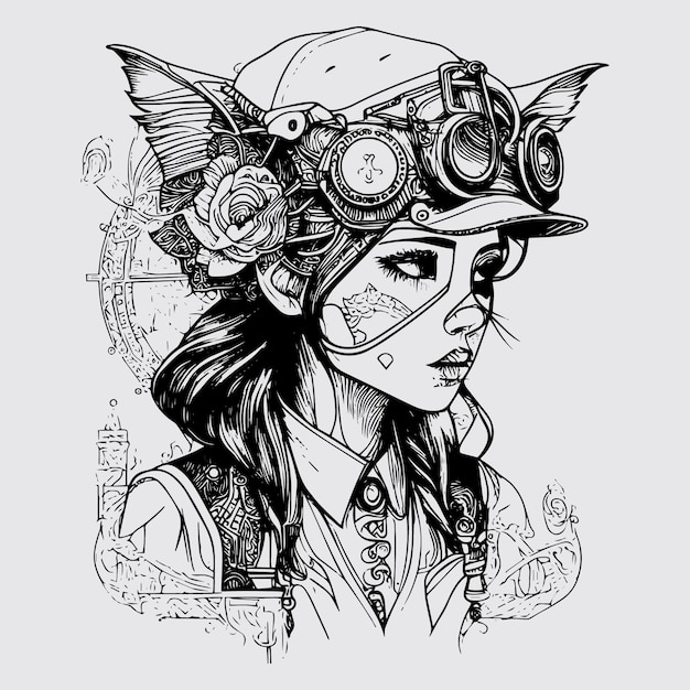 Ilustraciones Steampunk Girl Abrazando la estética retrofuturista de estos personajes únicos