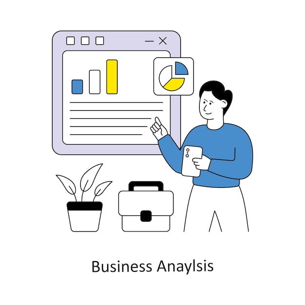 Ilustraciones de stock vectoriales de diseño de estilo de Business Anaylsis