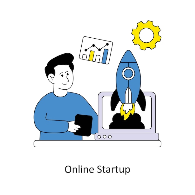 Ilustraciones de stock vectoriales de diseño de estilo de inicio en línea