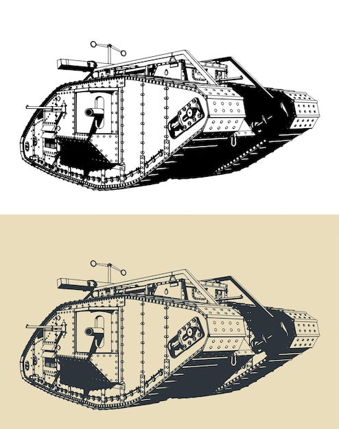 Ilustraciones del tanque Mark V