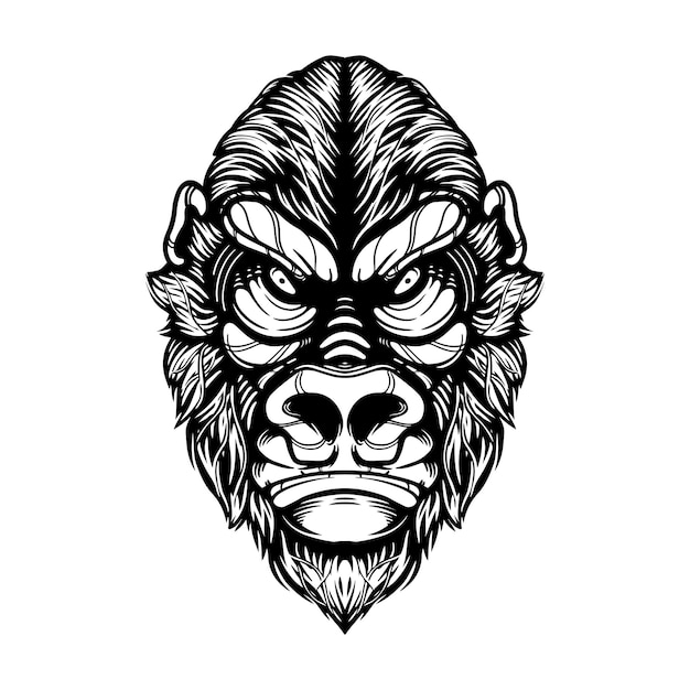 Vector ilustraciones de tatuajes de monos en blanco y negro