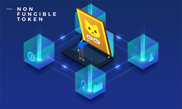Ilustraciones de tokens no fungibles de NFT. Concepto de diseño plano.