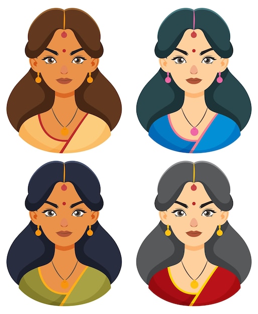 Ilustraciones tradicionales de las mujeres indias
